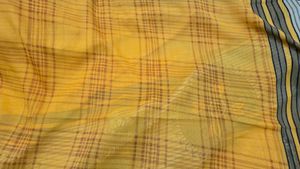 Elegant Linen Cotton Saree - Yellow Print