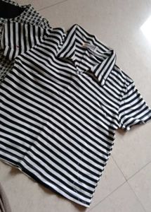 Chic Black &amp; White Striped &amp; Houndstooth Tops