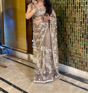 trending mouse color net saree