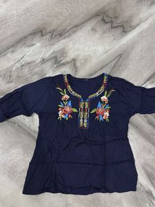 blue embroidery top