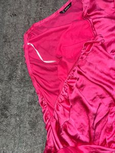 Hot Pink One-Shoulder Ruched Mini Dress