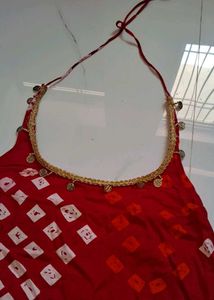 Bohemian Red Bandhani Halter Neck Top