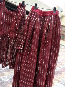 Maroon Sequin Lehenga Set