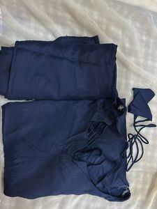 Navy Blue Kurta Set with White Dupatta