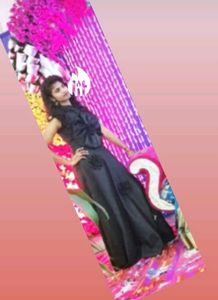 Women Self Design Witha Big Flower Gowns  Black