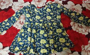 Navy Floral Print Fit & Flare Dress
