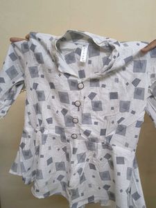 Stylish White Printed Tunic Top
