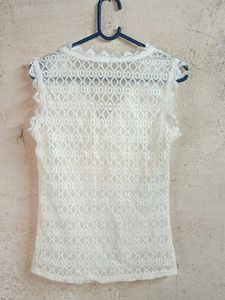 Elegant White Lace Sleeveless Top