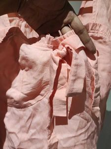Chic Pink Puff Sleeve Tie Front Top