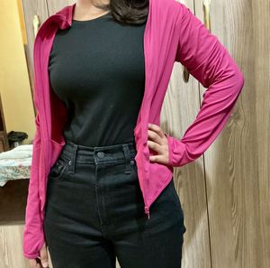 Vibrant Pink Zip-Up Hoodie
