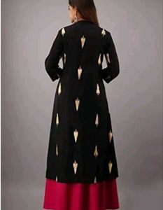 Chic Pink &amp; Black Kurta Set with Jacket