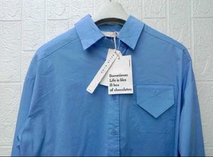 Korean Pinterest Light Blue Long Sleeve Shirt
