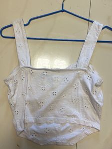 White Broderie Anglaise Corset Top🦢