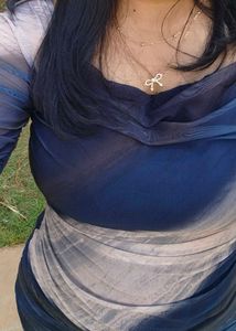 Chic Blue &amp; Grey Mesh Maxi Dress