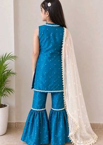 Charming Teal Sharara Set