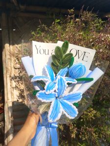 blue lilies and tulip