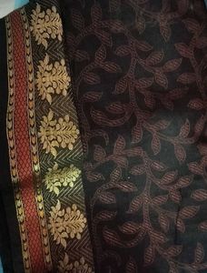 Elegant Black Saree with Gold Border