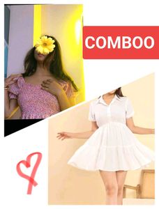 Cute Pink Floral & White Tiered Dresses