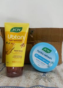 Joy Ubtan face wash and hydra refresh ultra light