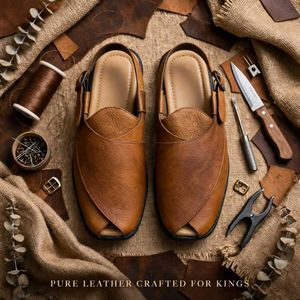 Men's Brown Genuine Leather Sandals
