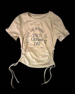 Graphic Tee with Ruched Sides