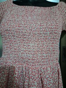 Chic Smocked Floral Print Dress