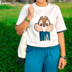 Cute Chipmunk Graphic Tee & Cargo Pants Set