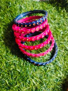 Sparkling Blue &amp; Pink Bangle Set
