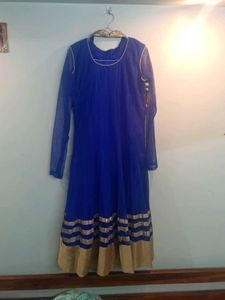 Stunning Royal Blue &amp; Gold Anarkali Kurta