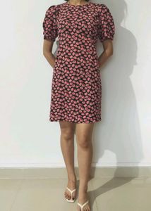 Floral Print Puff Sleeve Dress