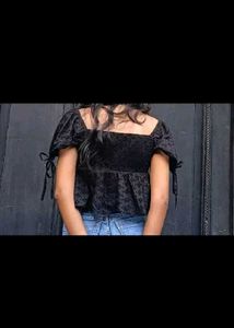 Cute Black Peplum Top