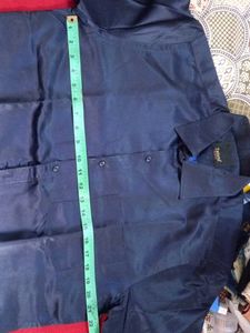 Men's Navy Blue Formal Shirt shine cloth