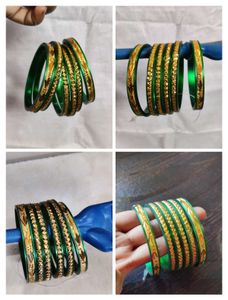 Gold Plated Bangles with Stones