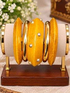 Vibrant Yellow & Gold Bangle Set