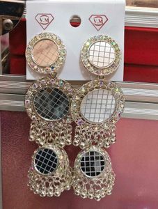 Boho Mirror Work Jhumka Earrings