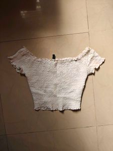 White Smocked Off-Shoulder Top