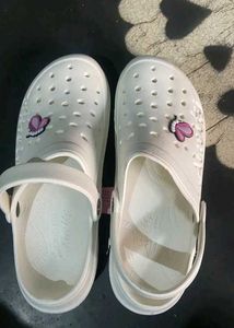 White Clogs with Butterfly Charm
