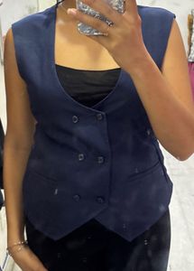 Navy Blue Sleeveless Vest Top