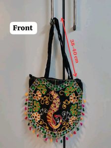 Embroidered Peacock Shoulder Bag