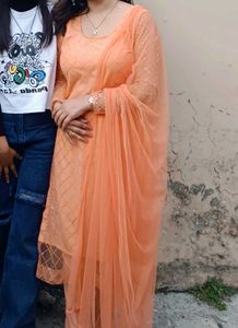 Elegant Peach Kurta Set with Dupatta