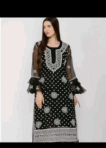 Elegant Black mirror Chikankari Kurta
