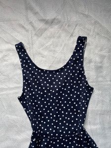 H&amp;M Navy Blue Polka Dot Dress