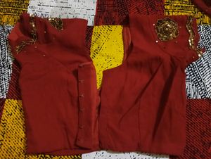 Trendy Maroon Color Saree With Golden Work Embroidery * Stitched Blouse *Party Wear