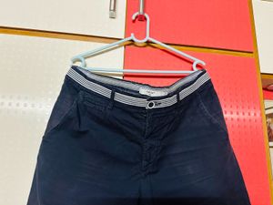 Classic Navy Chinos with Striped Belt