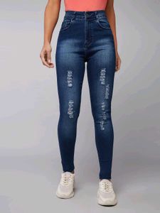 Trendy Ripped Blue Skinny Jeans