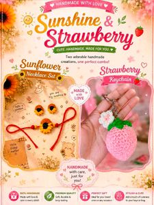 Handmade Necklace Set & Strawberry Keycha