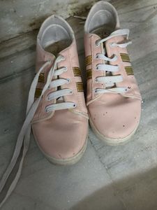 Pink &amp; Gold Accent Sneakers