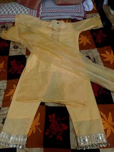 Elegant Yellow Mirror Work Kurta Set