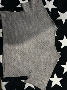 Grey Textured Cropped Top