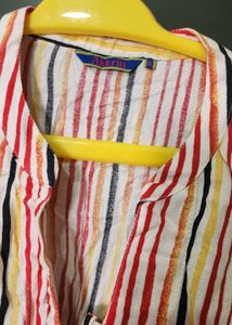 Striped Button-Up Midi Dress
